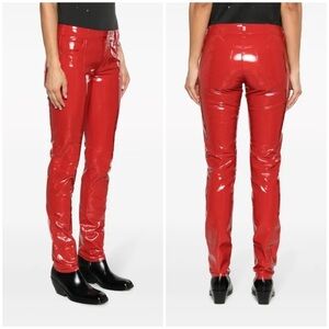 NWT Zadig & Voltaire Peko Skinny Vinyl Trouser Pants Shiny Red Leather Sz 34